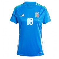 Camisa de Futebol Itália Nicolo Barella #18 Equipamento Principal Mulheres Europeu 2024 Manga Curta